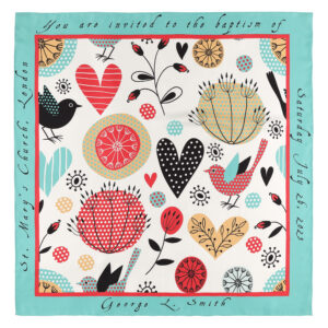By Biehle_Hearts & Birds Green Design_90x90cm_Silk Cotton_Full